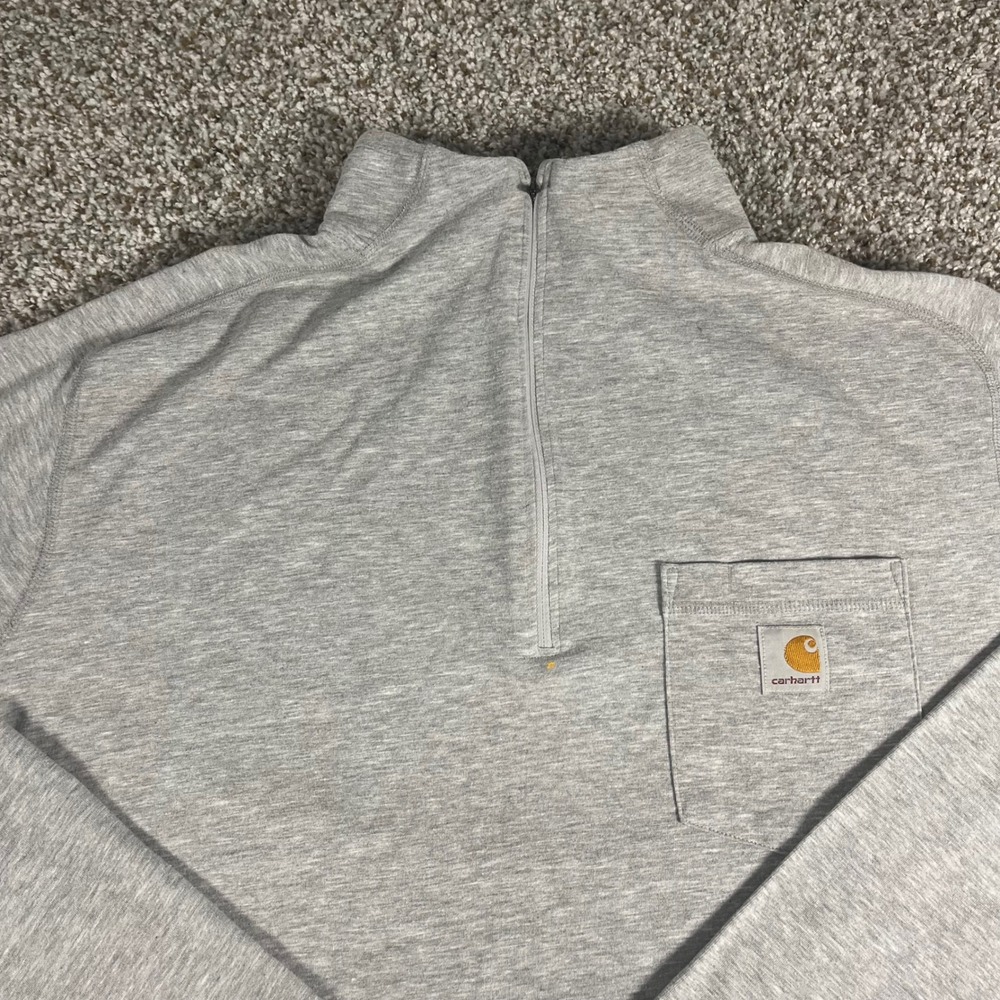 Carhartt Force Relaxed Fit Quarter Zip Pullover Gray Mens Large Chest Pocket L - Picture 2 of 9